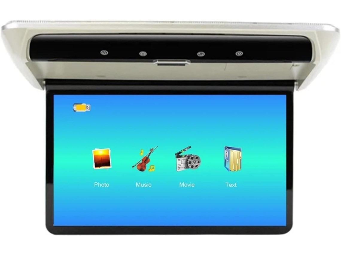 Monitor De Techo Para Coche De 13,3 Pulgadas, Pantalla Abatible Hd 1080p, Reproductor Mp5.