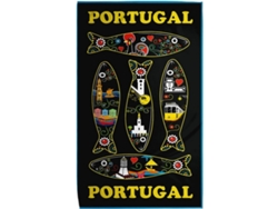 Toalla De Playa Microfibra Sardinas Portugal Negra