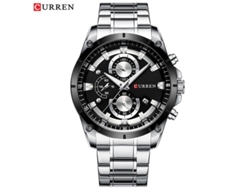 (reloj De Hombre, Plateado Y Negro) Reloj De Negocios Con Calendario, Correa De Acero, Seis Agujas, Multifuncional