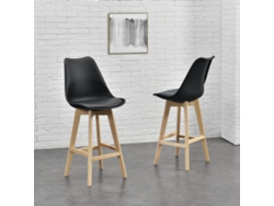 Conjunto de Cadeiras de Jantar [EN.CASA] Lublin Preto (Couro sintético, Faia - 105 x 48 x 58 cm)