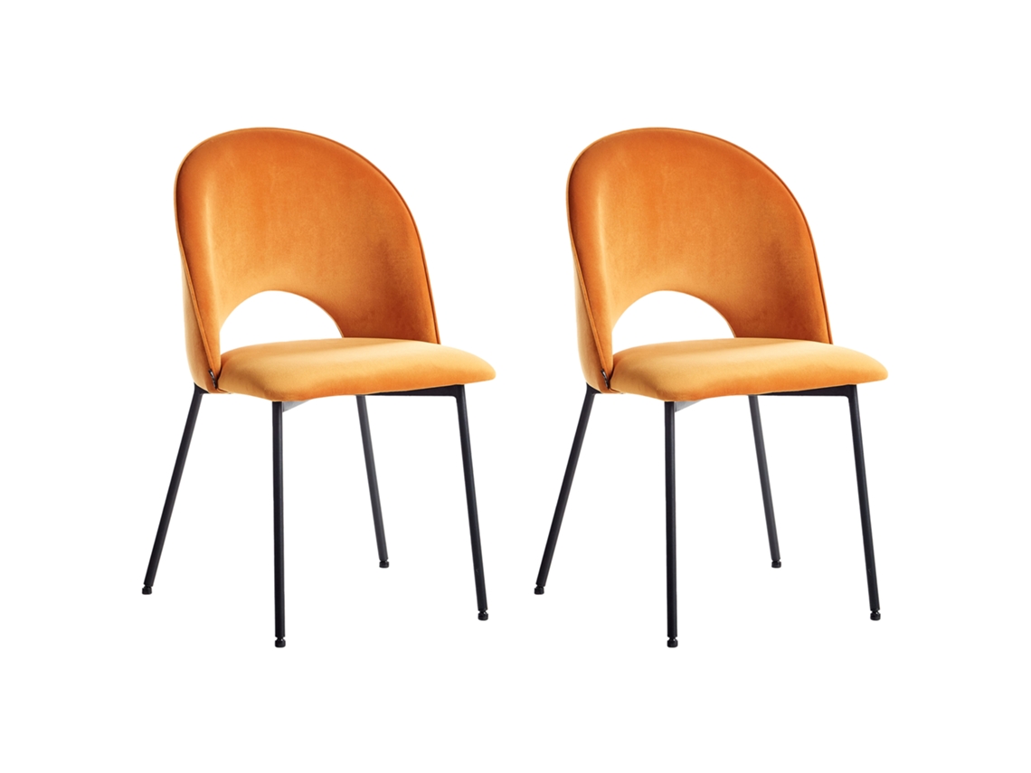 Juego de sillas de diseño BELIANI Covelo de Terciopelo Naranja 46x45x84