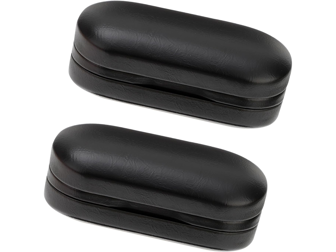 Estuche Mediano Negro De Doble Capa Para Gafas Con Espejo, Juego De 2 Cajas Rígidas De Piel Sintética Y Metal.