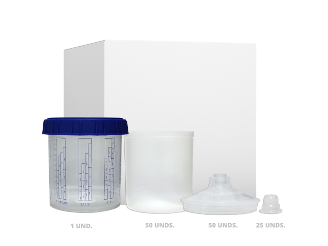 Kit Pps 50 Vasos + 50 Tapas + 25 Tapones