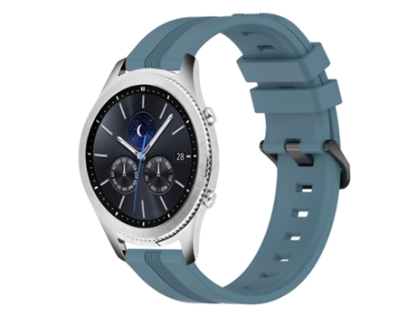 Correa de reloj inteligente para Samsung Gear S3 Classic, correa de reloj cóncava de silicona a rayas de 22 mm (cian roca)