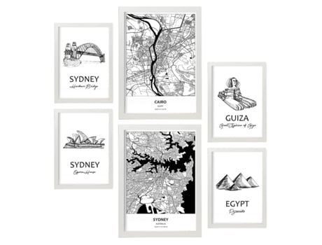 Set de 6 Pósters NACNIC Egipto y Sidney (A3, A4)