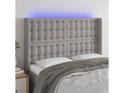 Cabecero Con Led De Tela Gris Claro 147x16x118/128 Cm