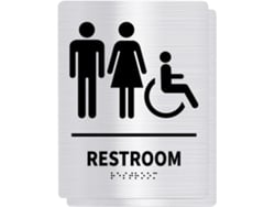 Juego De 2 Letreros Para Puertas De Baño De Acero Inoxidable Cepillado Con Braille En Relieve