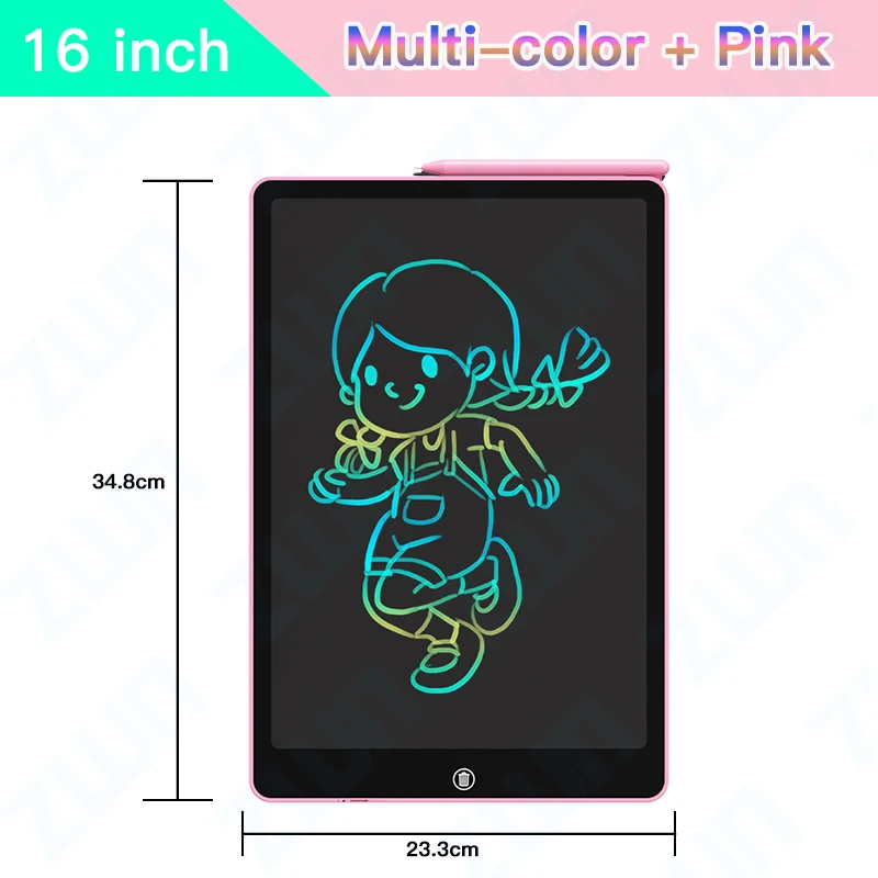 Tableta Gráfica Lcd De 16 Pulgadas (rosa), Herramienta De Dibujo Artístico, Juguete Para Niños