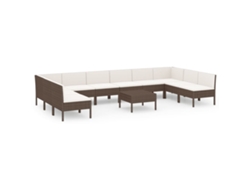 Conjunto 11 muebles de jardín VIDAXL y cojines ratán sintético marrón