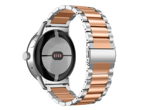 Correa de acero inoxidable 3 cuentas para Google Pixel Watch - plata/oro rosa