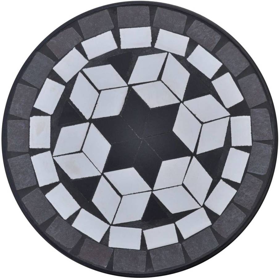 Vidaxl Mesa Auxiliar para plantas de mosaico color negro y blanco lateral 30 60