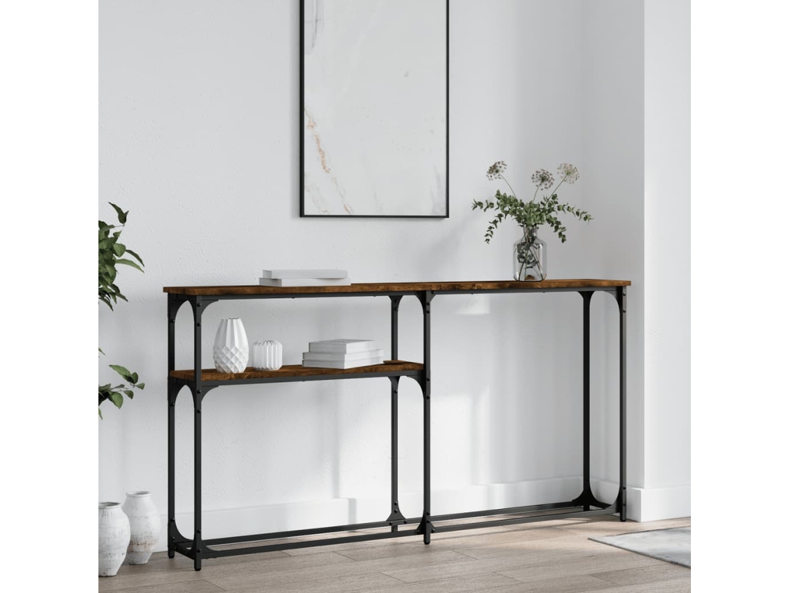 Mesa consola | Mesa de entrada | Mesa auxiliar 145x22,5x75cm Derivados de madera de roble ahumado
