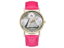 Reloj De Pulsera De Cuarzo De Moda Para Mujer Con Correa De Cuero Rosa.