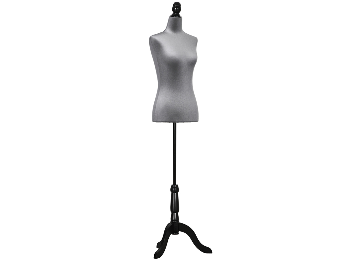 Maniquí De Sastre Ajustable De 130 A 168 Cm, Trípode De Madera, Tono Gris.