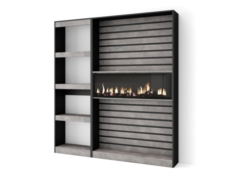 Librería estantería, 170x186x25cm, Salón - Comedor - Oficina, Chimenea eléctrica, Cemento