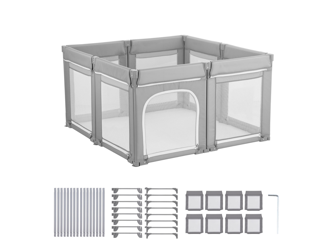 Parque Infantil Succebuy Plegable Con Barrera A Gatear Gris 2070 X 1850 X 695 Mm