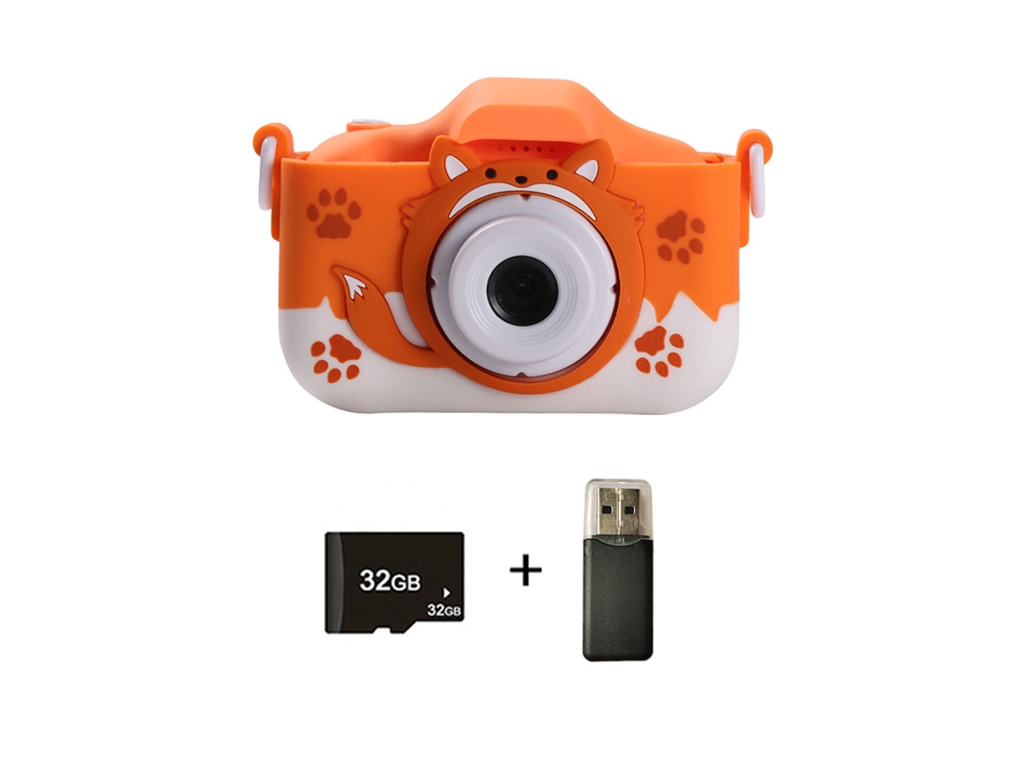 Cámara infantil Digitallab Cute Cat con doble cámara de 4000 W y grabación de vídeo a 1080p, 32 GB, color naranja