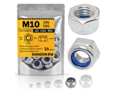 Tuerca Autoblocante Inox A2 Din 985 M10 (16 Un.) Ranzor | Hex Lock Nut Stainless Steel Aisi 304