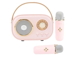 Mini máquina de karaoke para niños con 2 micrófonos inalámbricos, altavoces retro portátiles, estéreo con graves mejorados, Meni Yizhood