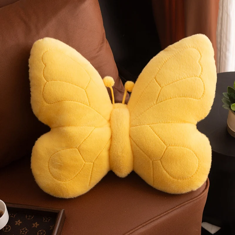 Cojín/almohada Para Adultos Con Estampado De Mariposas (amarillo, 46 Cm), Soporte Para La Columna Vertebral.