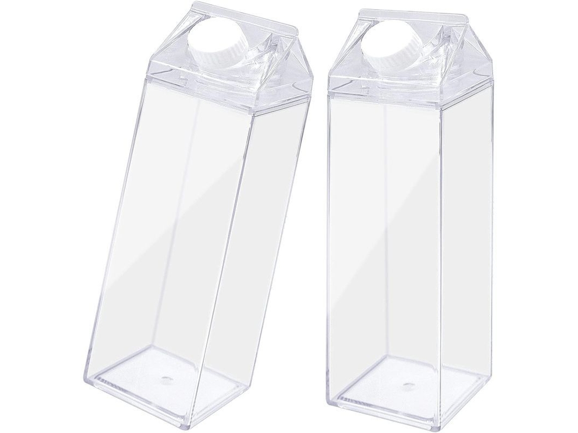 2026da-pack De 2 Botellas De Leche Transparentes Para Bebidas Lácteas Y Jugos 500 Ml