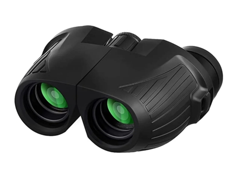Binoculares compactos 12X25 con visión nocturna con poca luz para niños Binoculares impermeables para caza al aire libre Negro BISBISOUS