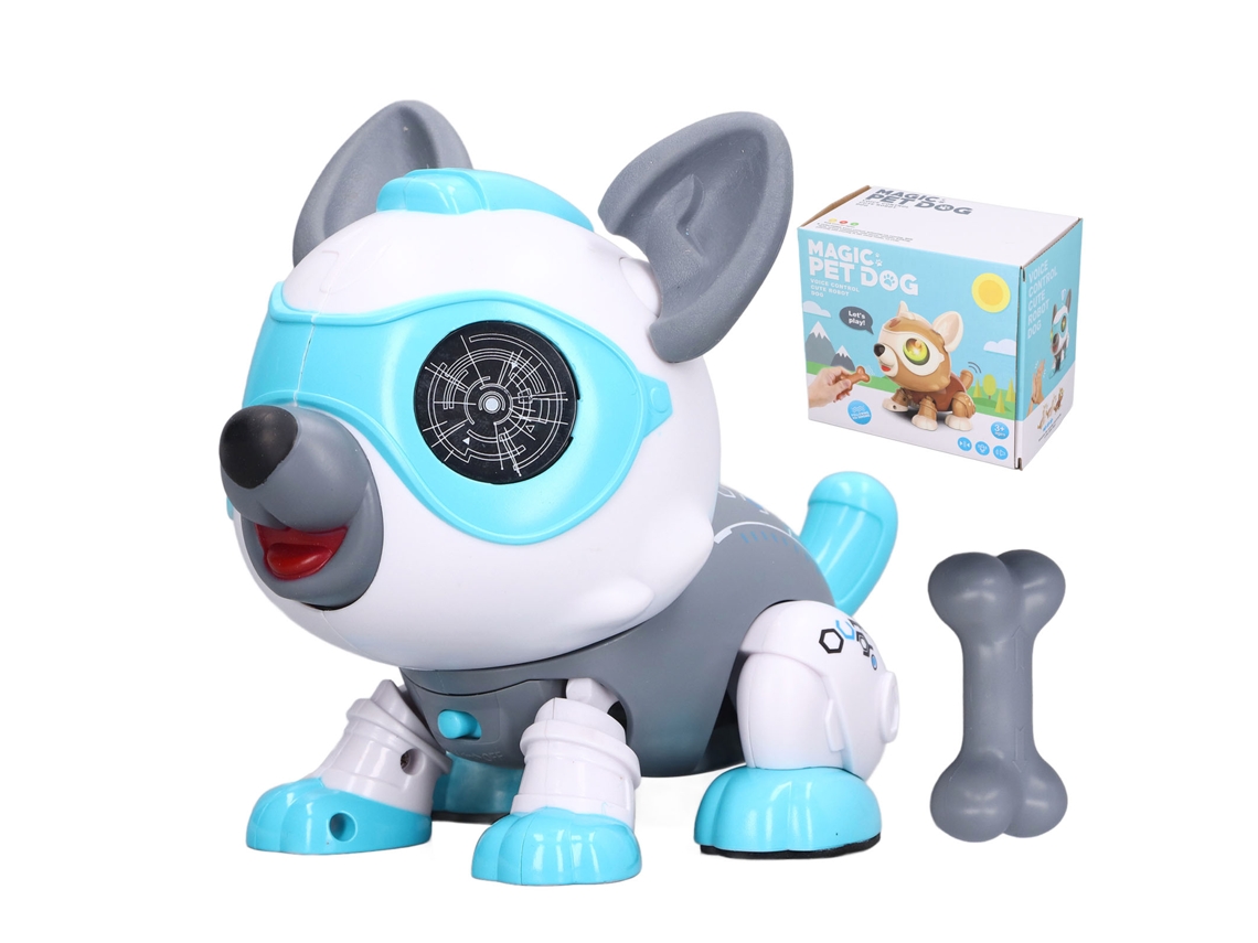 Ats-perro Robot Mascota Control Remoto Sensor Táctil Desmontable Perrito Juguete Controlado Por Voz Para Niños Azul