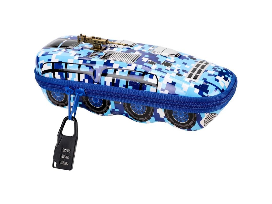2026rebe-estuche De Lápices Grande Con Cerradura De Combinación Diseño De Tanque Suv Azul 22x9.5x7cm