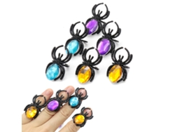 10 Anillos De Araña De Plástico Con Piedras Para Decoraciones Y Recuerdos De Fiestas De Halloween.