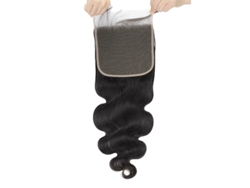Cierre de encaje con ondas corporales, cabello Remy, atado a mano, densidad 150, cierre de 5x5, 22 pulgadas OEM