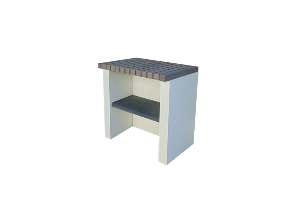 Módulo banco MIDI - Módulo banco simple, realizado en ladrillo gris y hormigón pintado de blanco - 80x57x82cm NESH