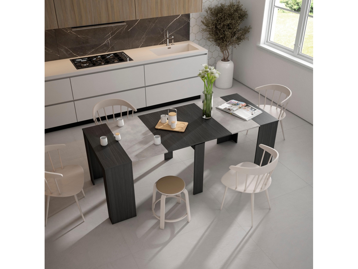 Mesa Consola extensible 220 Para 10 comensales Comedor y cocina Negro SKRAUT HOME