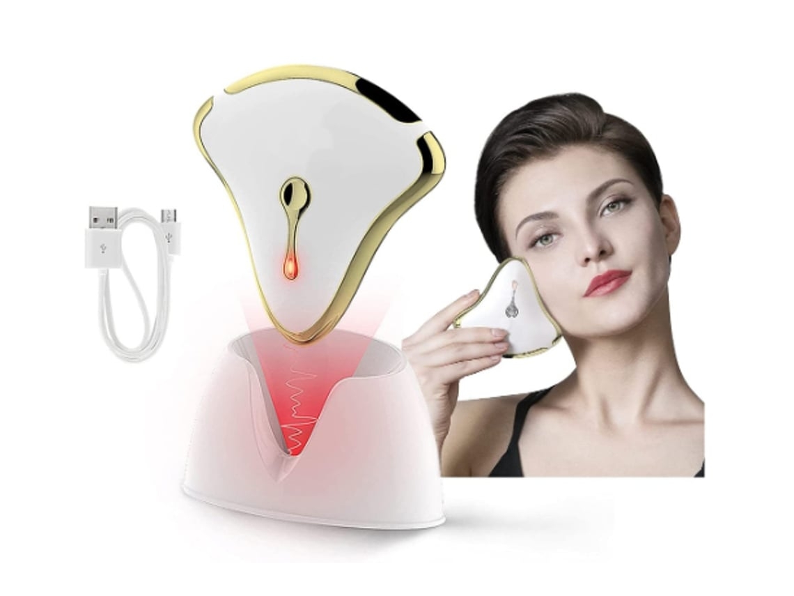 Masajeador facial eléctrico Gua Sha, masajeador raspador, masajeador facial para la piel del cuerpo, spa facial, recargable, dorado Yemaesre
