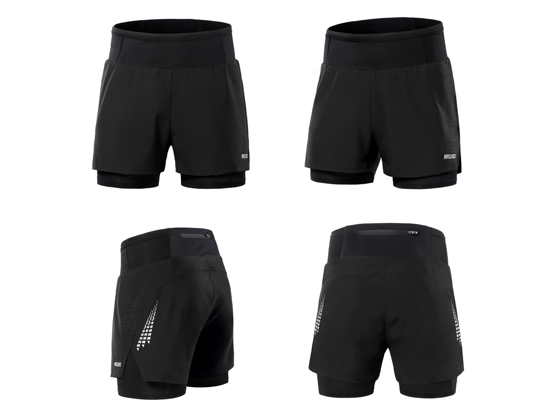 Pantalones Cortos Deportivos 2 En 1 Para Hombre Con Cintura Alta Y Bolsillos, Estilo Atlético Para Gimnasio, Correr Y Tenis.