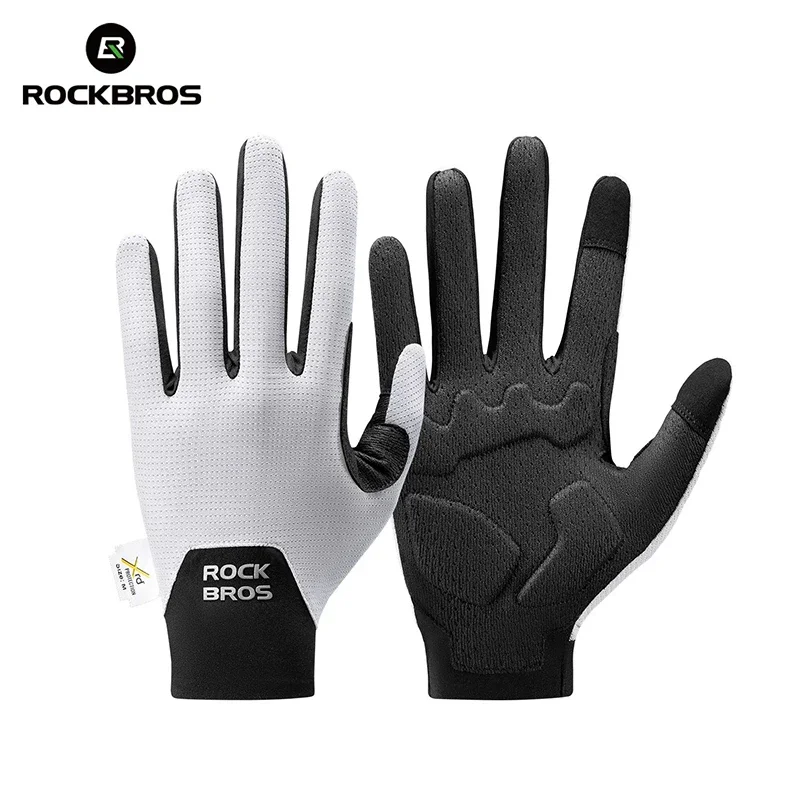 (blancos, Tamanho M) Guantes De Ciclismo, Antideslizante Todos Los Dedos, Unisex, Transpirable, Absorción De Impactos, Pantalla Táctil