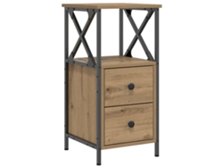 Mesita de noche 34x35,5x70 cm Derivados de madera de roble Artesanal EXCLUSIVA MAISON