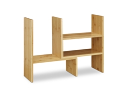 Relaxdays Estante Sobremesa Bambú, Organizador Ajustable, Escritorio, Cocina, Baño, De Superficies, 40 Cm Alto, Natural