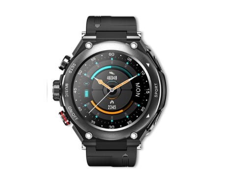 LEMFO T92 Smartwatch Esfera Negra 44 Mm Correa De Goma Reloj Deportivo Gps