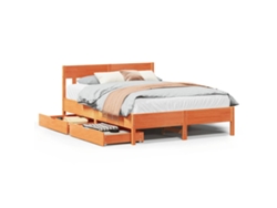 Maison Exclusive - Cama Sin Colchón Madera Maciza De Pino Marrón Cera 120x200 Cm