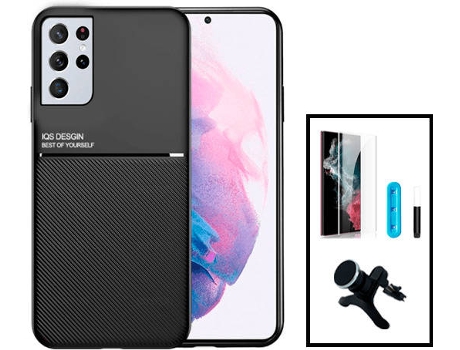 Kit Carcasa Trasera Magnética Anti Choque + Protector de Pantalla Samsung Galaxy S22 5G Ultra 5G GIFT4ME Negro
