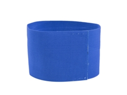 Brazalete De Capitán Para Fútbol Con Ajuste Elástico Y Diseño Resistente En Nailon Azul.
