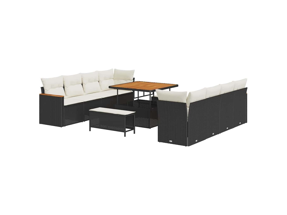 Maison Exclusive - Conjunto De Sofás De Jardín 12 Pcs Negro Ratán Sintético