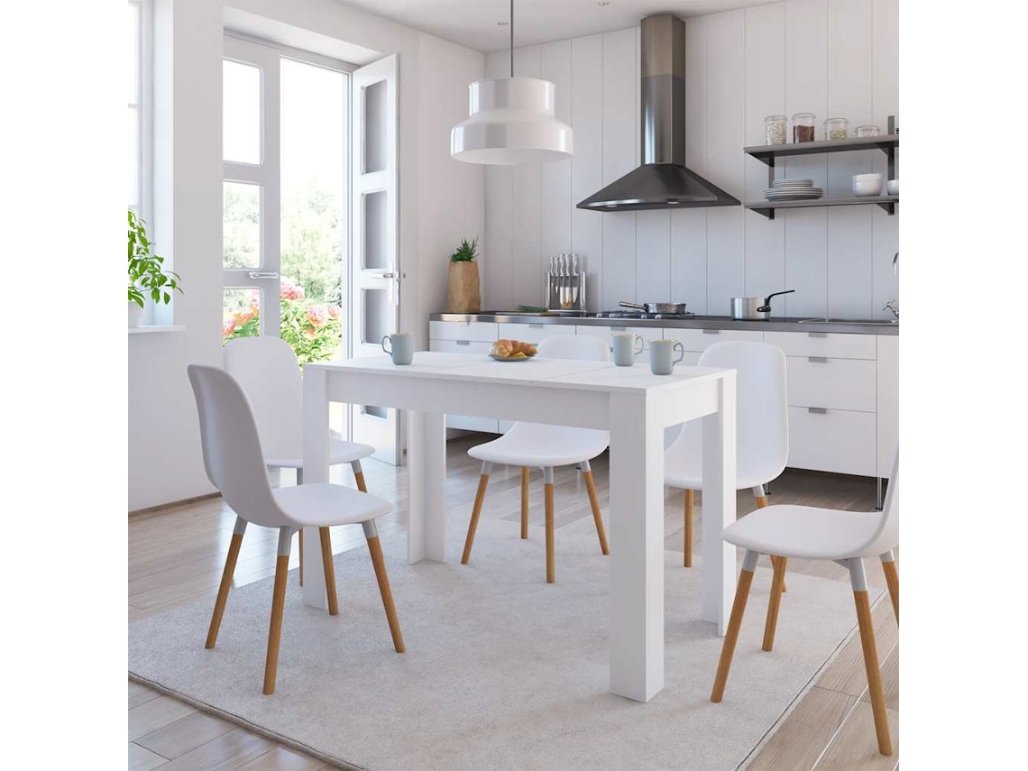 Mesa De Comedor | Mesa De Cena De Madera De Ingeniería Blanco 120x60x76 Cm
