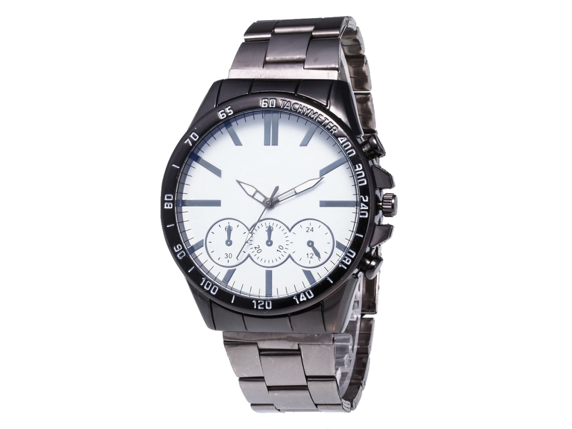 Reloj De Cuarzo Con Correa De Acero, Mostrador Fashion Redondo Para Pareja, Negro Blanco