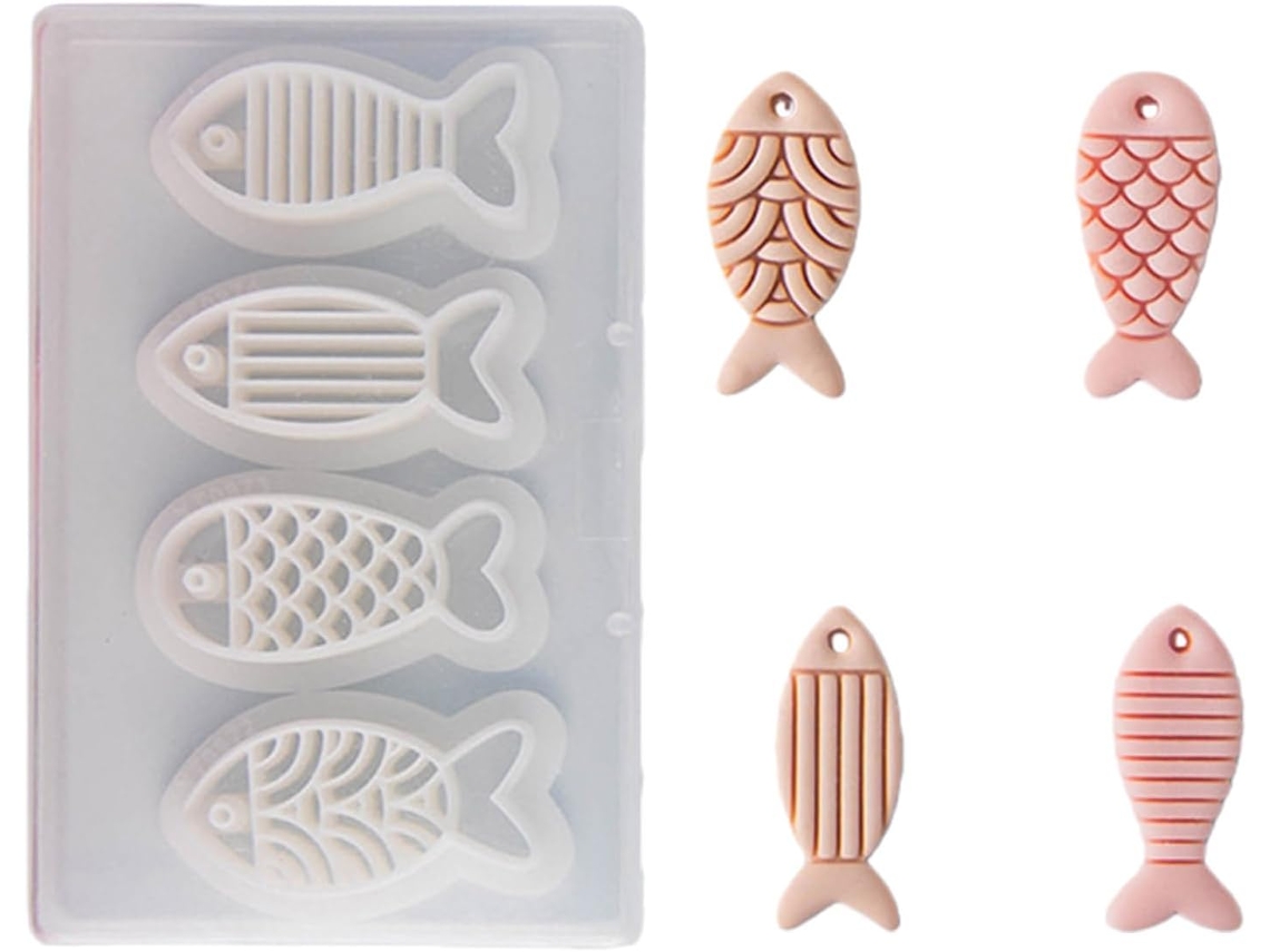 Juego De 4 Moldes Creativos De Arcilla Polimérica Con Forma De Pez Para Pendientes.