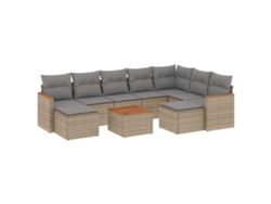 Maison Exclusive - Juego De Sofás Jardín Con Cojines Beige 10 Pzas Ratán Sintético