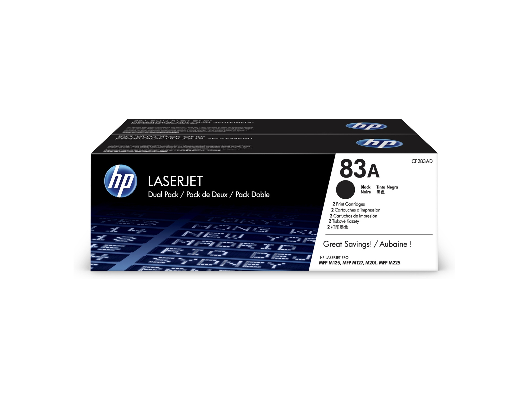 Pack de ahorro de 2 cartuchos de tóner Original HP 83A Negro para HP LaserJet Pro MFP M225