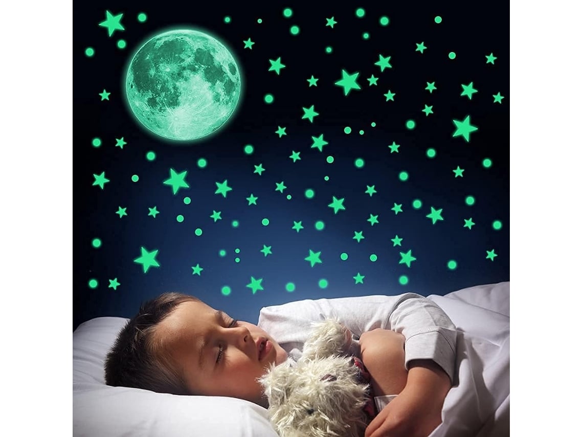 Estrelas Que Brilham No Escuro Para Teto Brilhantes E Estrelas E Adesivos De Parede De Lua De Parede Luminosos Estrelas De Teto 