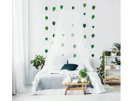 Mosquitera para cama de 2 personas con dosel en tul blanco