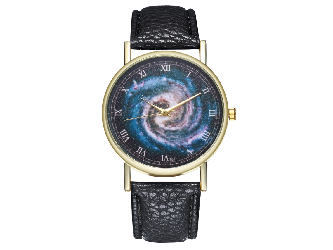 Reloj De Cuarzo Unisex Con Correa De Cuero Pu, Dial Universal Y Números Romanos (negro)